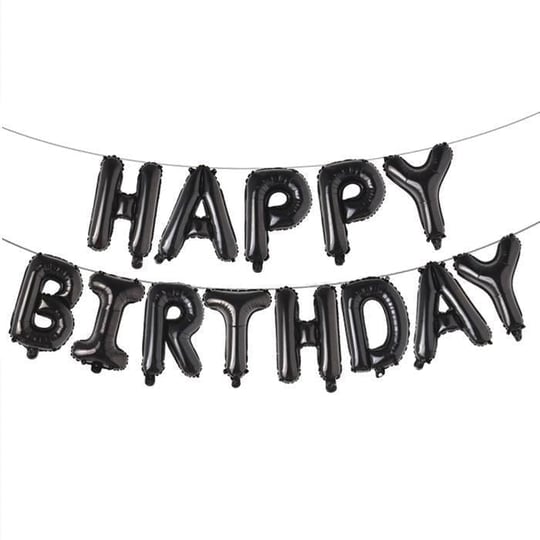 Siyah Happy Birthday Yazılı Folyo Balon