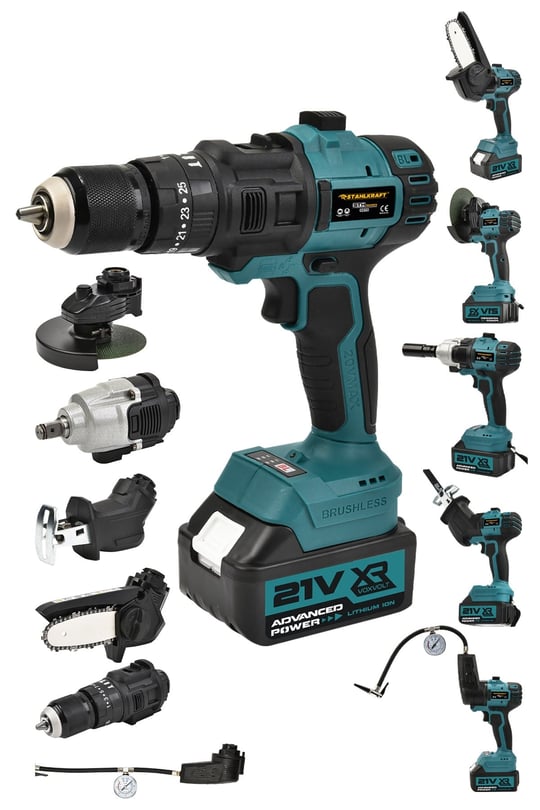 STAHLKRAFT STH 9973 Multi Tool Set - 21V Kömürsüz 6 Başlıklı Çok
