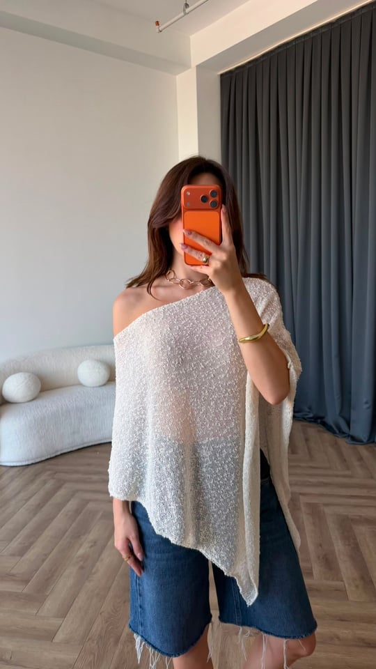 Asimetrik Detay Panço Ekru 2399