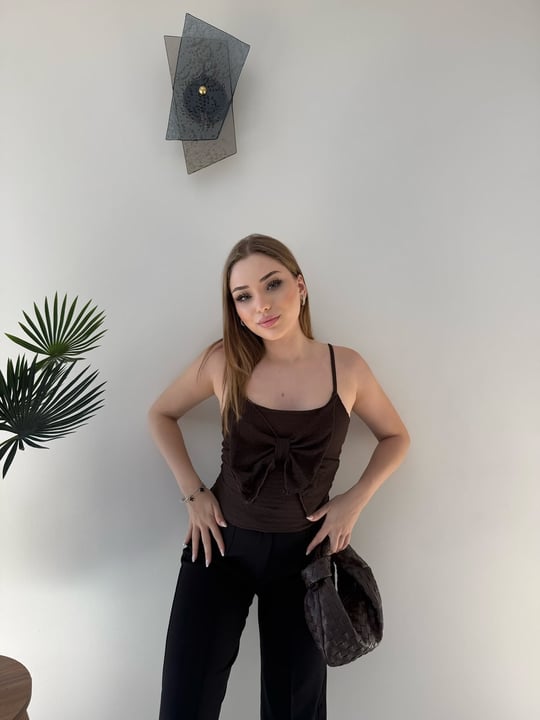 Askılı Fiyonk Detay Atlet Acı Kahve 2364