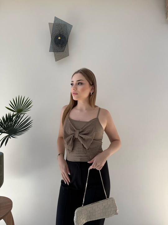 Askılı Fiyonk Detay Atlet Vizon 2364