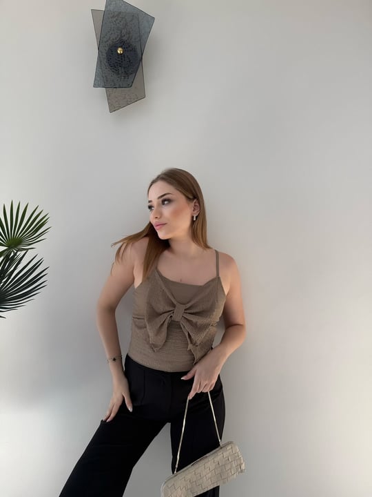 Askılı Fiyonk Detay Atlet Vizon 2364