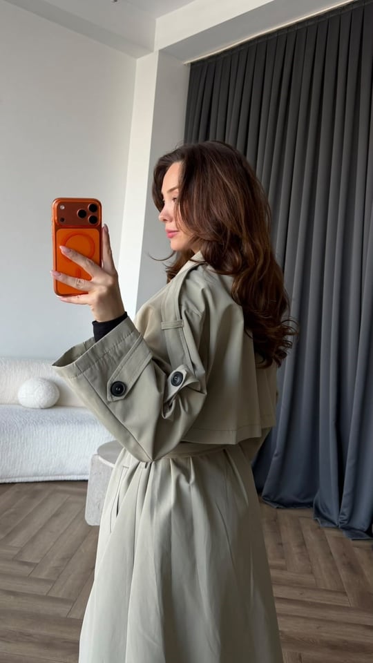 Bel Kuşaklı Omuz Apolet Detay Astarlı Uzun Premium Trençkot Taş 2423