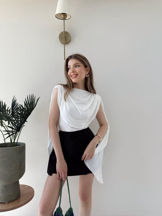 Omuz Saçaklı Sandy Bodysuit Beyaz 2269