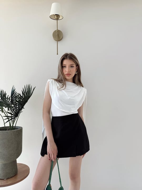 Omuz Saçaklı Sandy Bodysuit Beyaz 2269