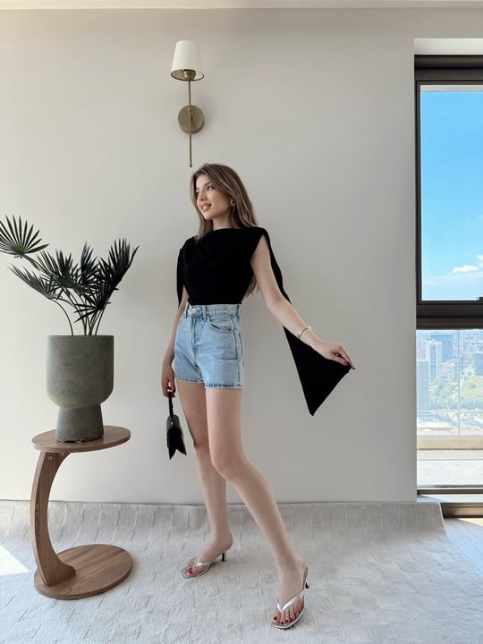 Omuz Saçaklı Sandy Bodysuit Siyah 2269