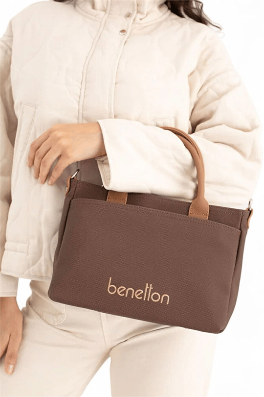 Benetton Logo Detaylı Kadın El Çantası Kahve-Camel | BNT-1649