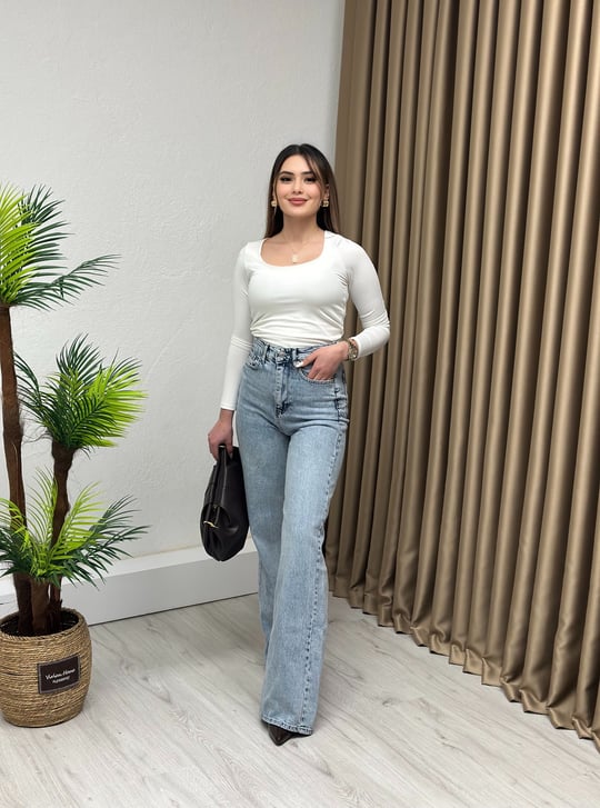 Orjinal Marka ZR Premium Seri Palazzo Jean Buzlu Denim