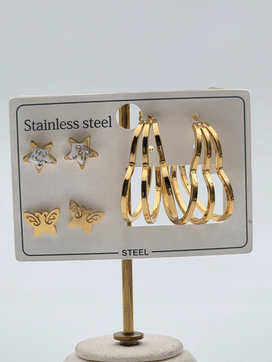 Çelik Set Küpe // KÜPE-3956.KÜPE-3956