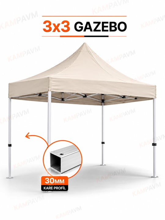 3x3 Katlanır Gazebo Çadır Pratik Kurulumlu Portatif Gölgelik - Çadır KampAVM