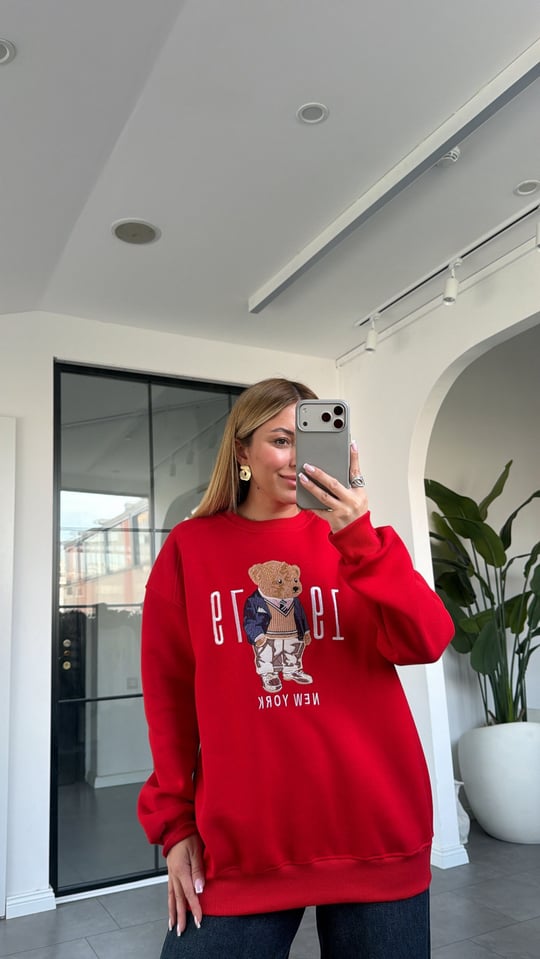 Ayıcık Baskılı Sweatshirt 10417