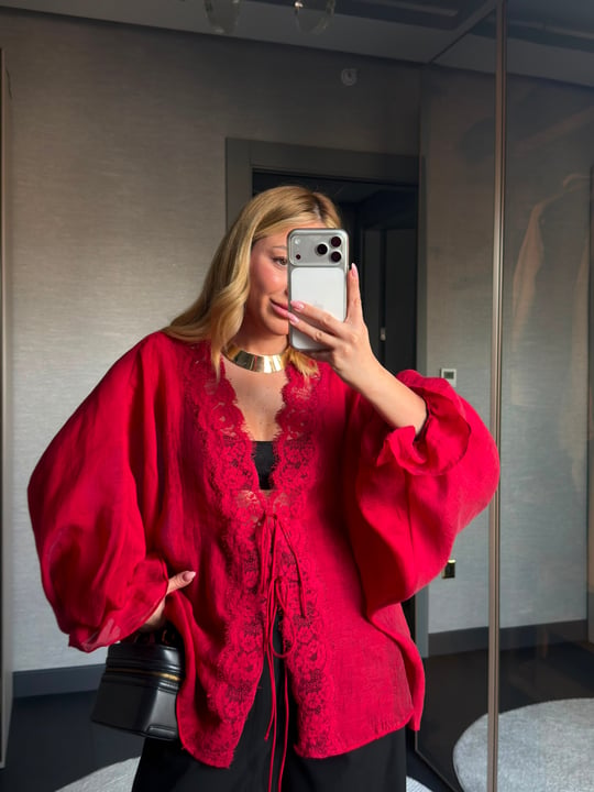 Dantelli Kimono Gömlek 5108      
