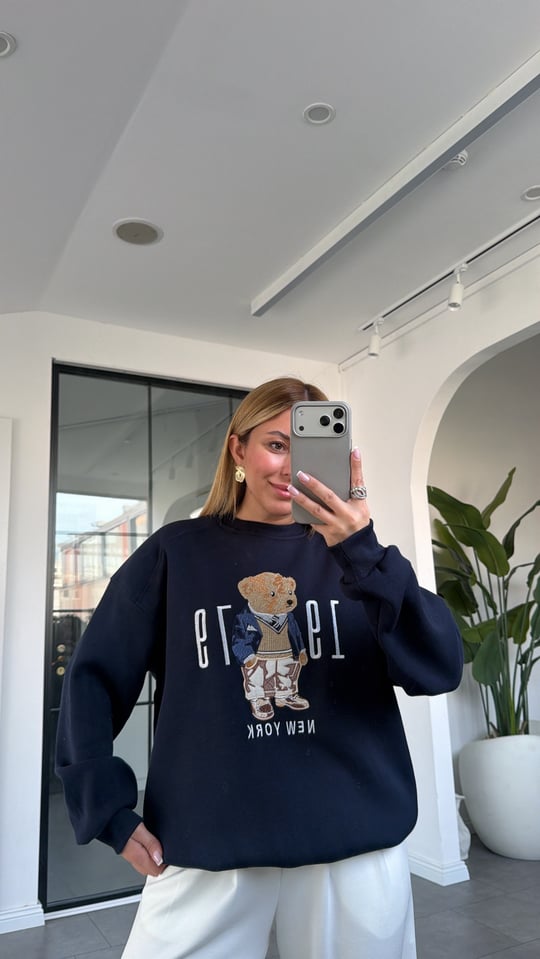 Ayıcık Baskılı Sweatshirt 10417