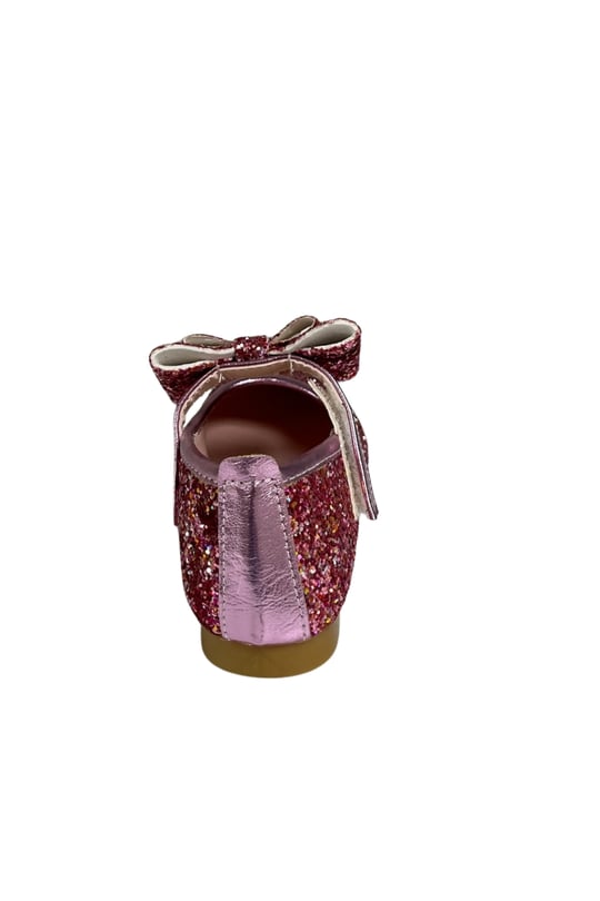 Kız Bebek Günlük Ayakkabısı – Pembe(Çok Renkli Simli) Hakiki Deri, Anatomik Taban, fiyonk detayı, cırt cırt bantlı mary-jane kayış, tam simli yüzey (21-25 Numara)şenler bebe world kids Ortopedik Çocuk Ayakkabısı