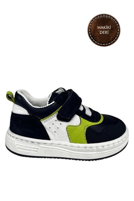 Erkek Bebek Ayakkabısı – Lacivert Fıstık Yeşili Hakiki Deri Ortopedik Taban (22-25 Numara)şenler bebe world kids Ortopedik Çocuk Ayakkabısı
