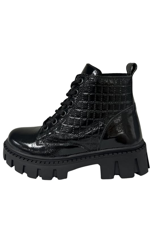Kız Çocuk Bot – Siyah Hakiki Deri, Siyah Taban, Gri kürk astarlı, kareli dikişli (26-36 Numara)şenler bebe world kids Ortopedik Çocuk Ayakkabısı