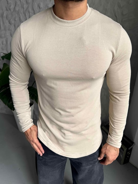 Bej Nakış Detay Pamuk Sweatshirt