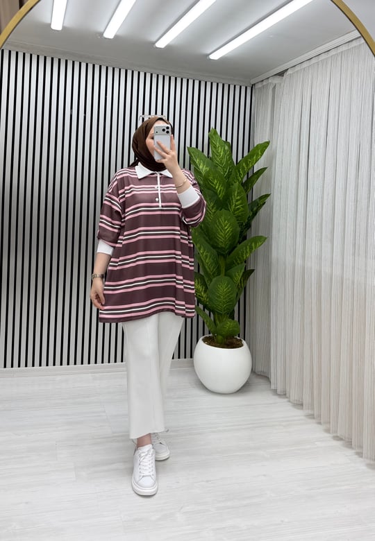 Yuna Sweat Kahve Pembe Geçişli