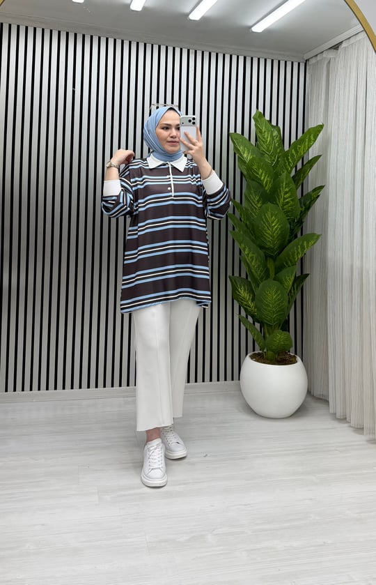 Yuna Sweat Siyah Mavi Geçişli