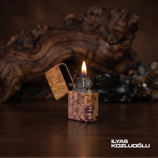 Stabilize Ahşap Çakmak Mor Damarlı Özel Tasarım