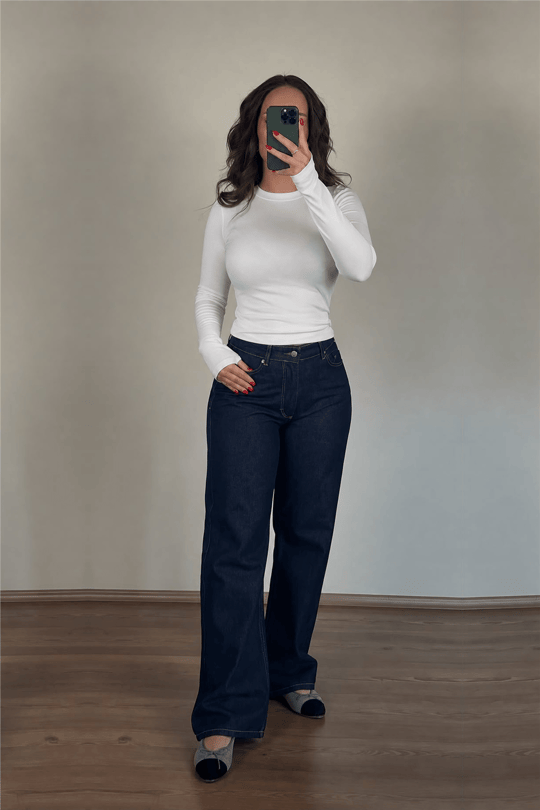 Lacivert Straight Jean Pantolon