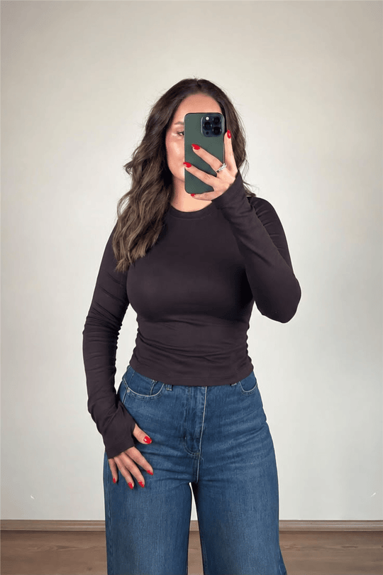 Yüksek Bel Mavi Wide-Leg Jean Pantolon
