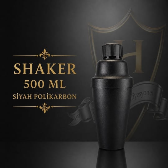 Siyah Polikarbon Kokteyl Shaker 500 ml