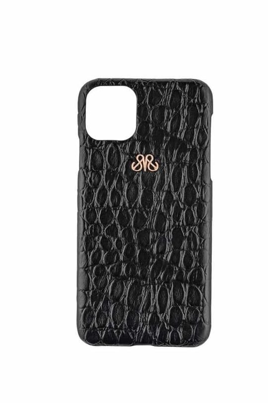 Deri iPhone Kılıf 11 Pro Max Siyah Baby Croco