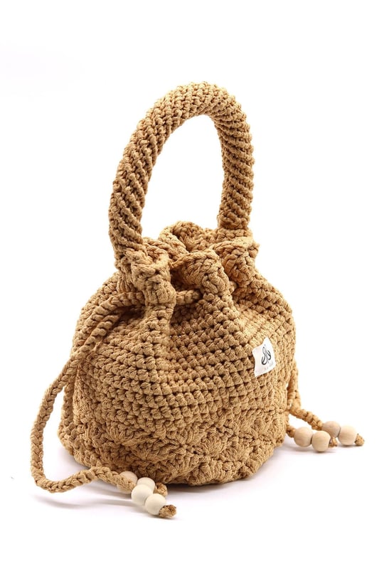 Kroşe örgü camel torba çanta Asenat