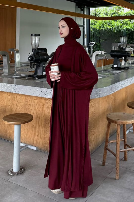 Bordo Viskon Üçlü Takım