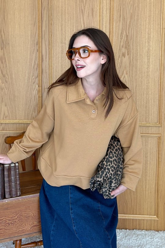 Karamel Polo Yaka Crop