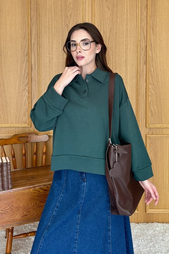 Zümrüt Polo Yaka Crop