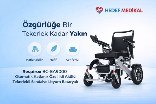 Respirox BC-EA9000 Otomatik Katlanır Özellikli Akülü Tekerlekli Sandalye Lityum Bataryalı