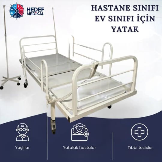 2 Motorlu Ekonomik Hasta Yatağı – Kumandalı Yükseklik ve Sırt Ayarlı