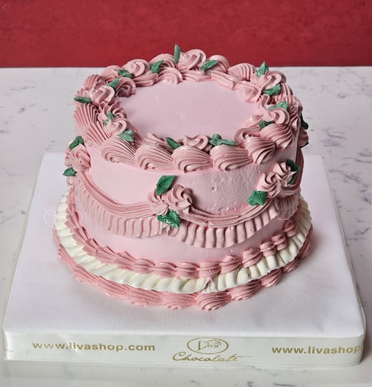 Pembe Dantel Buttercream Özel Pasta
