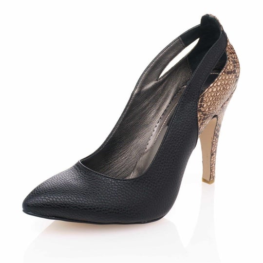 40 41 42 43 44 numara siyah yılan baskı garnili kadın stiletto ayakkabı