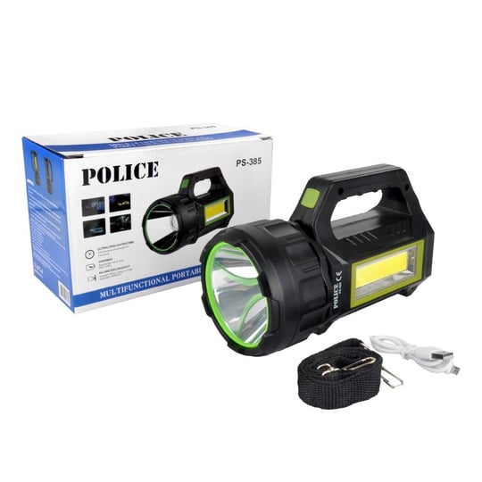 Police PS-385 30W Cob Ledli Güneş Enerjili Şarjlı Spot Fener (Powerbank  Özellikli)