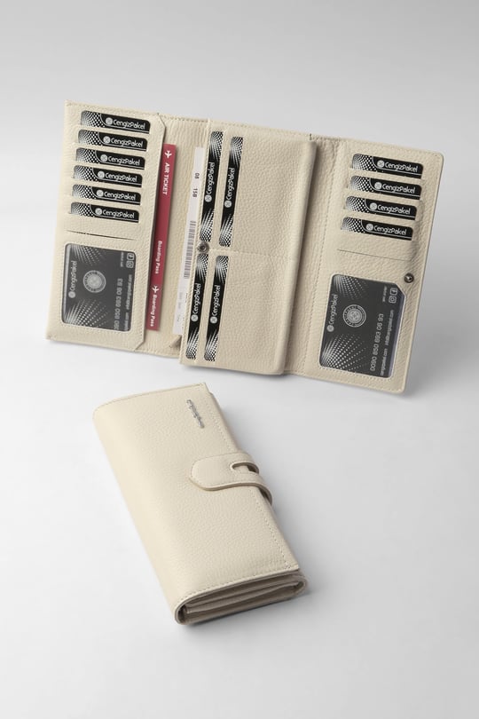 Cengiz Pakel Hakiki Deri Kadın Cüzdan-Portföy 65275-Hardal