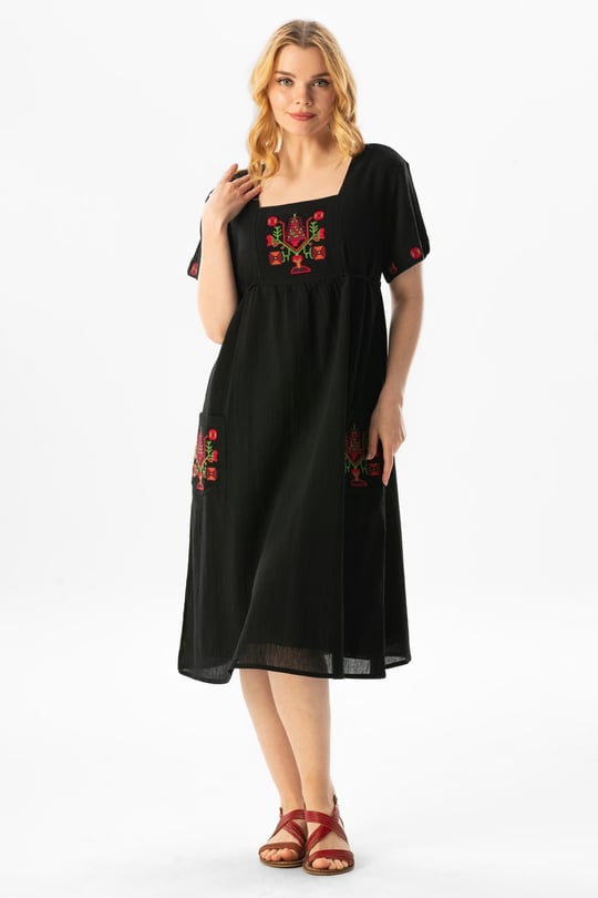 Short Sleeve Melda Viscose Patterned Midi Summer Dress Ethnic Turquoise | silemoda.com Short Sleeve Melda Viscose Patterned Midi Summer Dress Ethnic Turquoise | silemoda.com