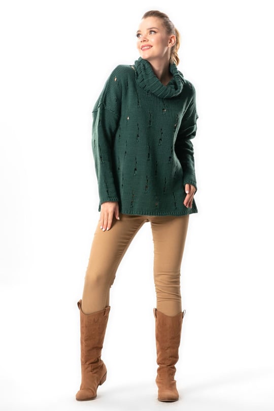 Uzun Kol Pazen Safir Bluz Lacivert | silemoda.com