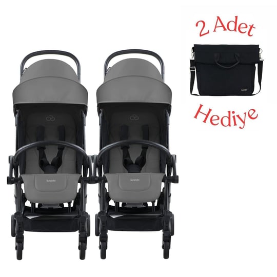 Bumprider Connect³ İkiz Bebek Arabası Black - Grey & Yan