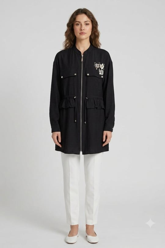 İkoll 25501 Kazayaği Kombinli Trenchcoat - Toprak Kap İKOLL