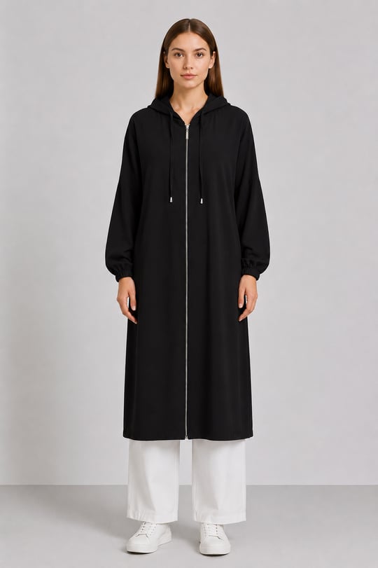 Yırtmaçlı Oversize Kap 0032488 - Açık Bej - Bilen Giyim