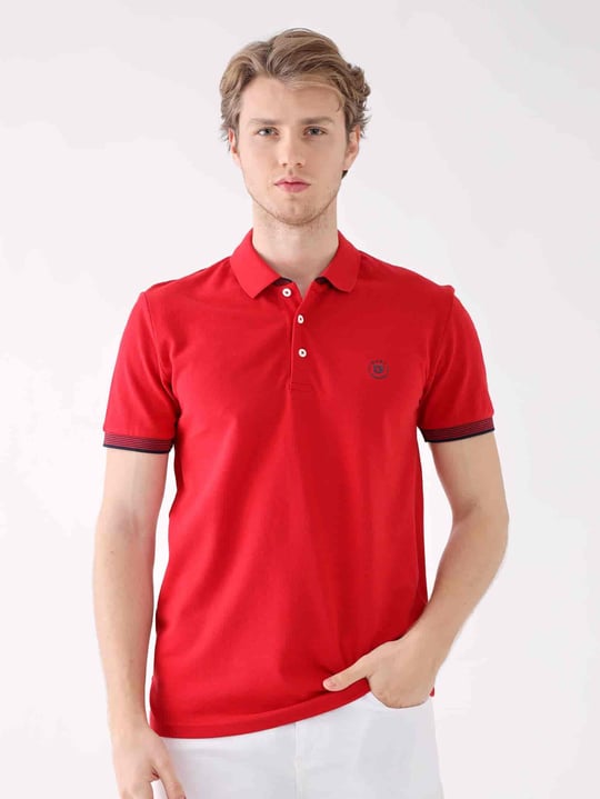 Dufy Kırmızı Erkek Regular Fit Düz Polo Yaka Tshirt - 94050 - DUFY