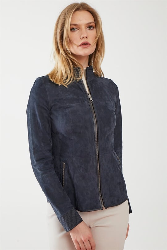 Navy blue clearance suede jacket womens