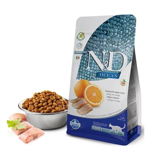 N&D  Balıklı Portakallı Tahılsız Yetişkin Kedi Maması 1,5 Kg