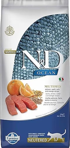 N&D Düşük Tahıllı Somonlu Kısırlaştırılmış Kedi Maması 10Kg, Kısırlaştırılmış Kedi Maması, N & D