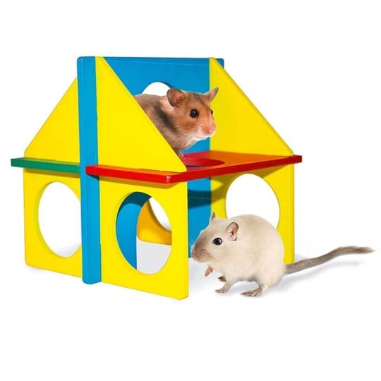 Duvo+ Hamster ve Küçük Hayvanlar İçin Ahşap Eğlence Evi 14x11cm