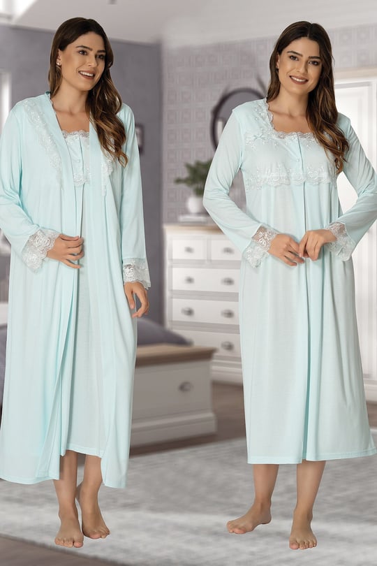 Effortt 2302 Maternity Nightgown and Robe Set