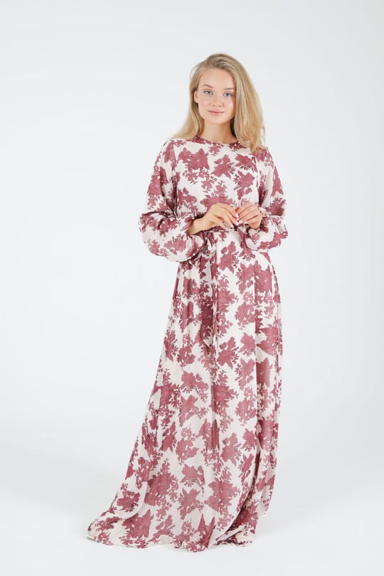 ROBE MOUSSELINE IMPRIMEE BORDEAUX DILEK YAMAKOGLU
